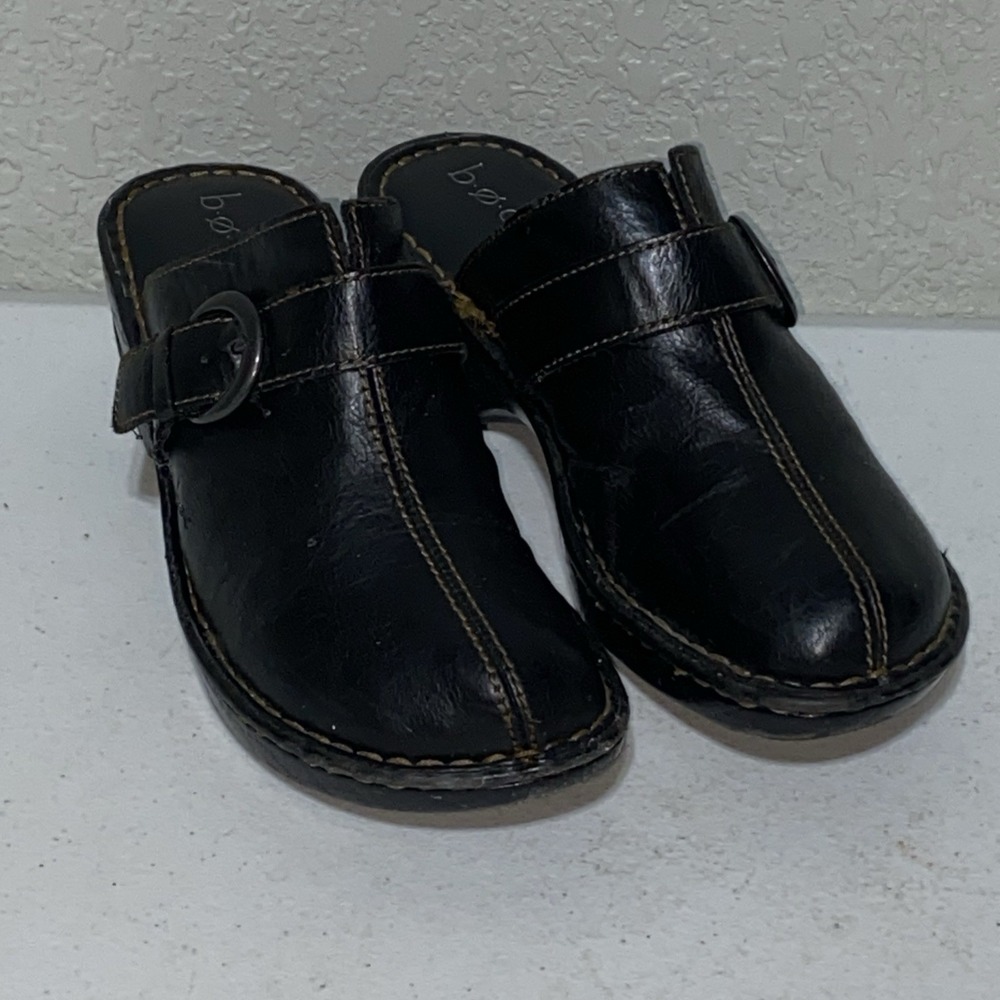 B.O.C. Born Concept Women's Size 9 Slip On Mule Clogs Dark Brown Leather Shoes
